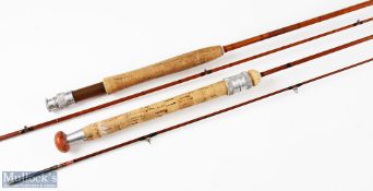 Holson of Blackburn cane fly rod 6ft 2pc, needs restoration, no bag; unnamed 9ft 2pc Cane Fly Rod in