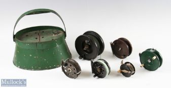 Green Painted Live Bait Kettle and Reel Selection (7) – zinc pike bait kettle with star holes to