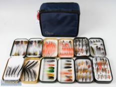 Salmon Flies and Wheatley Fly Boxes – 6 fly boxes containing mixed salmon flies, incl doubles and