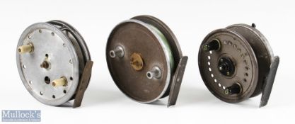 S Allcock Perfection ‘Flick-Em’ 4 1/8” narrow drum centre pin reel twin handle, on/off check,