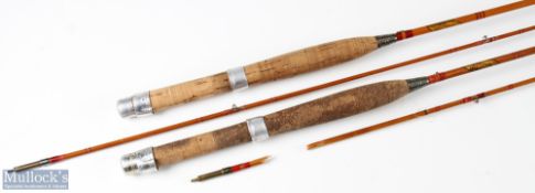 2x Allcock’s ‘Little Gem’ split cane fly rods 7ft 2pc – one needing repair, cloth bag. (2)