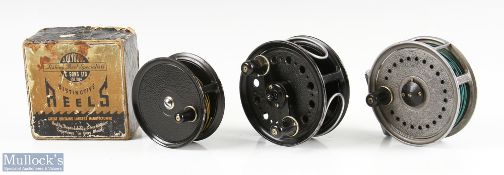 J W Young & Sons fly reel selection (3) to include 4” Landex wide drum with wire line guide, twin