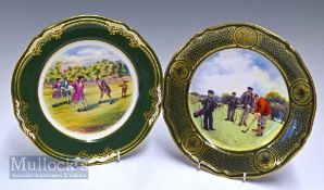 Pair of Spode Plates: One by K Pickin ~Golf at Blackheath 1775~ and Antique Golf Series No.1 limited
