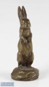 Vintage Brass Hare Car Mascot unmarked, height 12cm