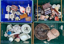 3 Boxes of Mixed Ceramics and Ornaments incl cups, tea pots etc, mixed conditions, plus garden water
