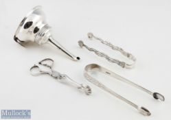Selection of 19th century Silver and White Metal (4) incl unmarked white metal 2 part wine funnel of