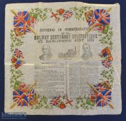 1925 Darlington Railways Celebrations Paper Souvenir Napkin entitled Souvenir in Commemoration of