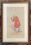 India - c1920s/1930s original water colour British caricature study of an old Sikh Chaprassi