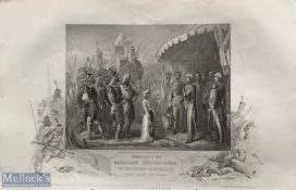 India – Anglo Sikh War - 19th century steel engraving The submission of the Maharaja of Dhuleep