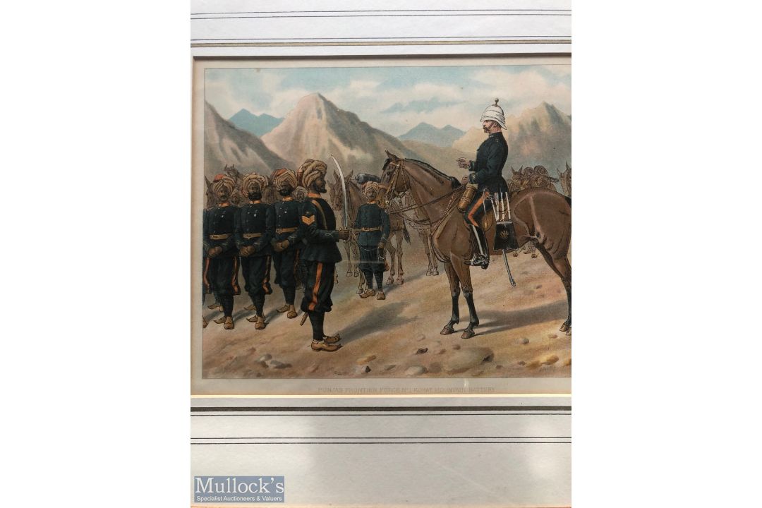 India - Original colour lithograph of a Sikhs of the Punjab frontier force no1 Kohat mountain - Image 1 of 2