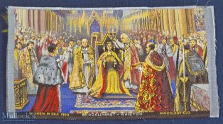Brockhurst Whiston, Macclesfield. Fine Woven Silk; Queen Elizabeth Coronation 1953. Size 6¼” x 3½”.