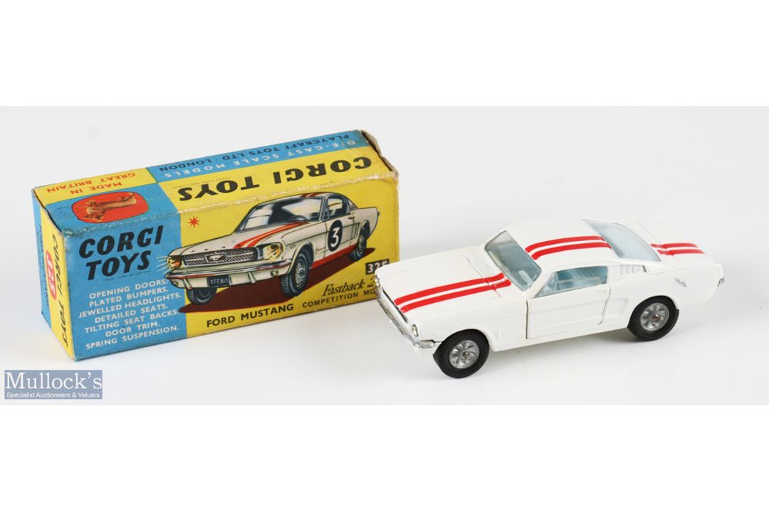 Corgi Toys 325 Ford Mustang Competition Model Fastback 2+2 Boxed Diecast Car in white with red