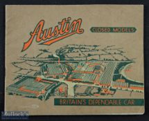 The Austin 7 And Other Austin Cars “Britain’s Dependable Car”. Circa 1936 Sales Catalogue, a very