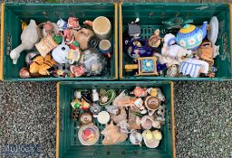 3 Boxes of Mixed Ceramics and Ornaments incl cups, tea pots etc, mixed conditions