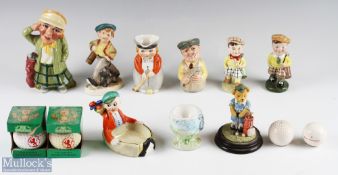 Golfing Ceramic Mixed Selection (13) to incl Royal Doulton Major Green The Golfer jug, Staffordshire