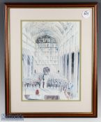 David Crick Colour Print of Ceremonial Scene framed measured 43x53cm