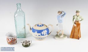 Mixed Ceramic and Others Selection incl Copeland Spode hunting scene tea pot, Carlton Ware silver