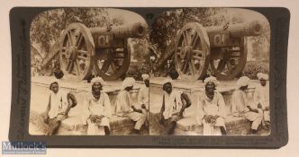 India - Original stereo view the Sikh ruler Maharaja Ranjit Singhs famous Zam Zamanah cannon of