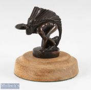 1920s G Laplagne Indian Scout Bronze Car Mascot depicting a Sioux Indian, signed to base, mounted on
