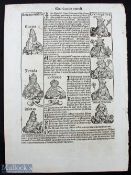 Germany - Single Leaf From The Nuremburg Chronicle This is fine leaf from the original larger