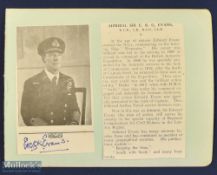 Autograph -Admiral Edward Evans (1880-1857) Signed Newspaper Cutting known as ‘Teddy’ was a