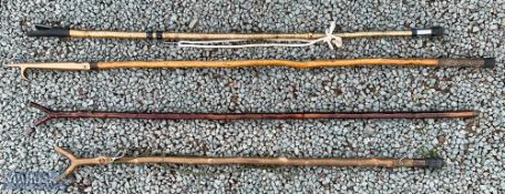 4 Assorted Wooden Walking Poles longest 154cm