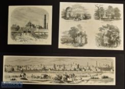 India and Punjab – The City of Lahore Original Panoramic Engraving 1857 showing troops with elephant