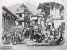 India And Punjab – The Bazaar Oodipoor Rajpootana, 1858 An original ILN wood engraving titled The