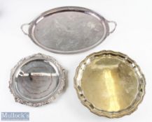Major L M Weinstock Military Silver Plated Presentation Plate, Salver & Tray – A collection of three