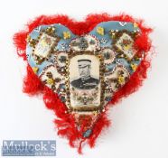 Victorian Boer War sweet heart cushion beautifully preserved in its original box. Featuring