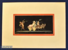 Pompeii – Trionfo di Veneri watercolour by Gallo Giovanni 1951 of Pompeiian Frieze, on card 3x11”