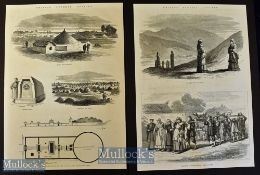 China - Chinese Funeral Customs engravings two engraved pages showing the Tomb of Yung-Lo, Ming