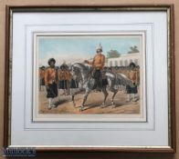 India - Original colour lithograph Sikhs of the 7th Bengal infantry on parade c1900s by R Simkin. In