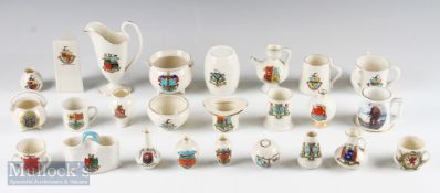 Crested Ware Selection incl bramble golf ball with Thame crest, square mess golf ball vase with