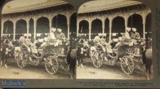 Original stereo view photo Silver Phaeton of HH Maharaja of Jind Sikh state. Delhi durbar c1900s
