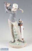 Lladro Bone China Golfer Figure – height 28cm with makers backstamp and impressed marks to base,