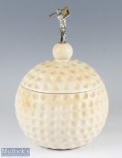Retro Golf Ball Ice Bucket with silvered golfer to top with glass liner, reg design number to base