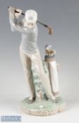 Lladro Bone China Golfer Figure – height 28cm with makers backstamp and impressed marks to base,