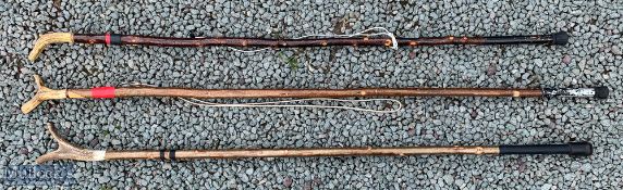 3 Stag Horn Antler Topped Walking Poles longest 146cm