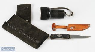 Boy Scout’s Solingen Bladed Knife with multi tool handle, with leather sword frog and a Tekna Lite 4