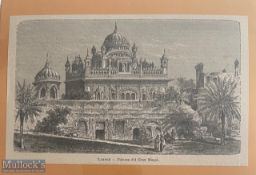 India – c1860s original 19th century steel engraving of Maharaja Ranjit Singh Samadhi at Lahore,