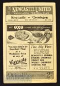 1947/48 Newcastle United v Groningen friendly match programme 24 September at St. James Park Good.