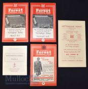 Selection of Nottingham Forest football programmes to include 1956/57 Walsall (small 4 pager, fund