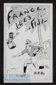 Very Rare France v Fiji 1964 Rugby Dinner Menu: In the classic decorative style of the era, if not