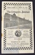 1935/36 Fulham v Norwich City football match programme 19 October, Div. 2 match fold, heavy
