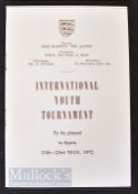 1972 International Youth Tournament in Spain, officials/players England itinerary with list of