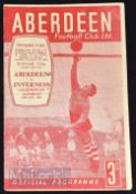 1950/51 Scottish Cup Aberdeen v Inverness Caledonian match programme for the 1st round 27 January;