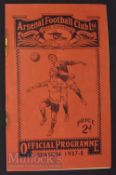 1937/38 Arsenal v Bolton Wanderers match programme FAC 8 January. Heavy rust marks, no staple,