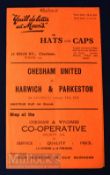1934/35 Chesham Utd v Harwich & Parkeston FA Amateur Cup football programme 12 January; fold out
