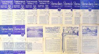 Collection of Shrewsbury Town home football match programmes 1946/47 Boston Utd (creased) 1948/49